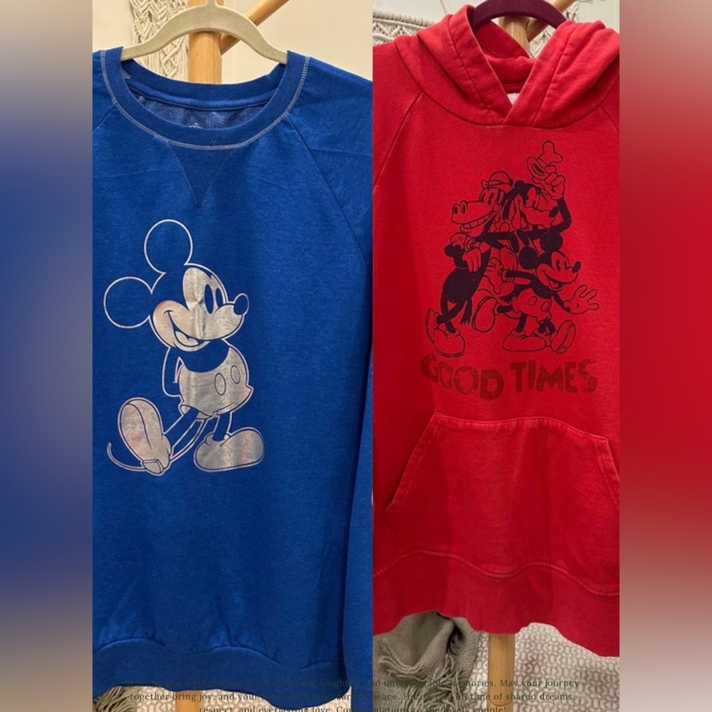 BUNDLE Disney Mickey Mouse Blue and Red Sweatshirts, XL